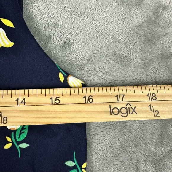 Draper James Navy Lemon Floral Ruffle Hem Fit Flare Dress Size 8 - Picture 9 of 9